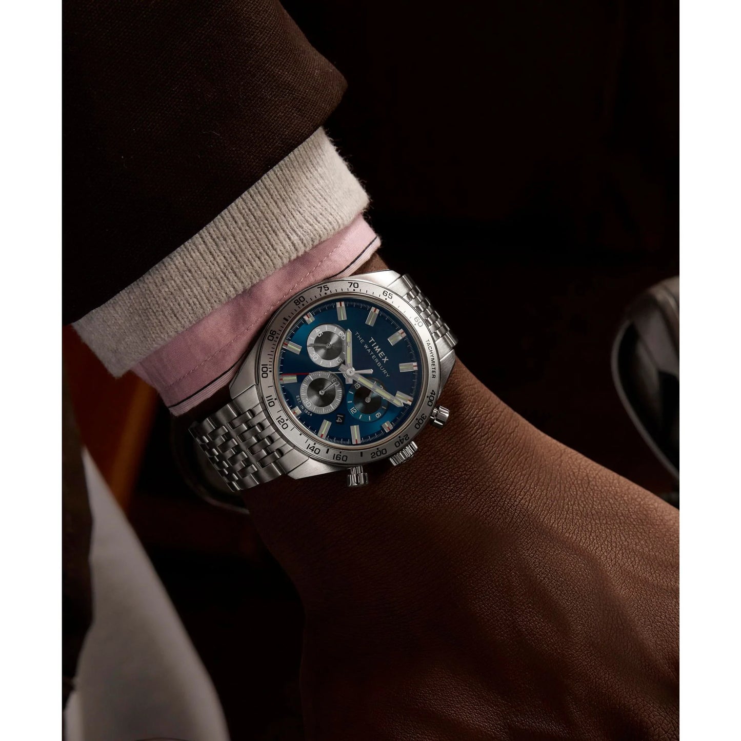 Timex Waterbury Blue Round Chrono Dial Analog Men's Watch - TW2Y18500UJ