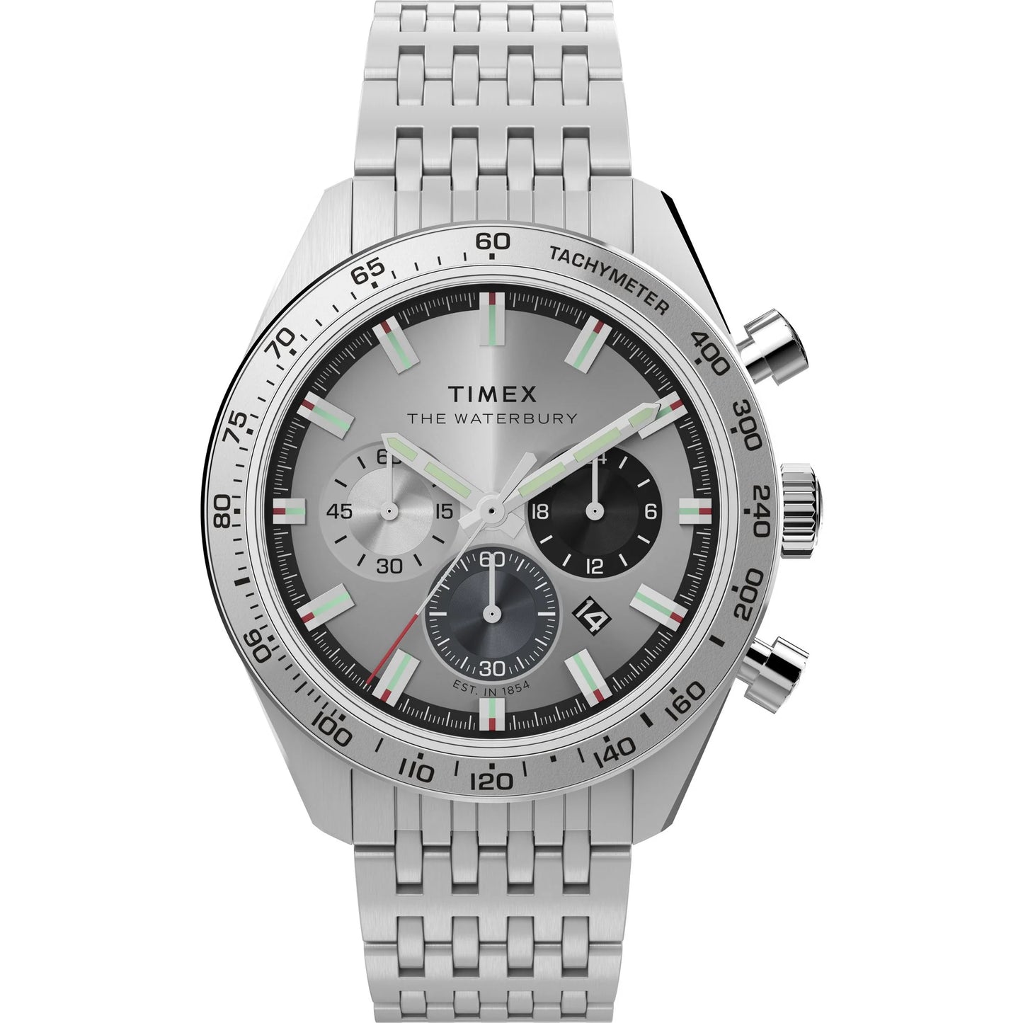 Timex Waterbury Silver-Tone Chrono Round Dial Analog Men's Watch - TW2Y18700UJ