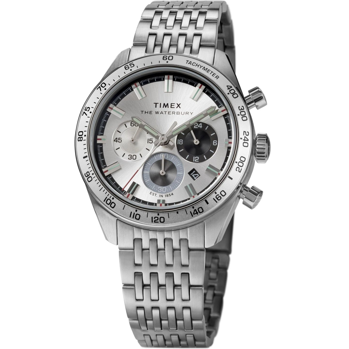 Timex Waterbury Silver-Tone Chrono Round Dial Analog Men's Watch - TW2Y18700UJ
