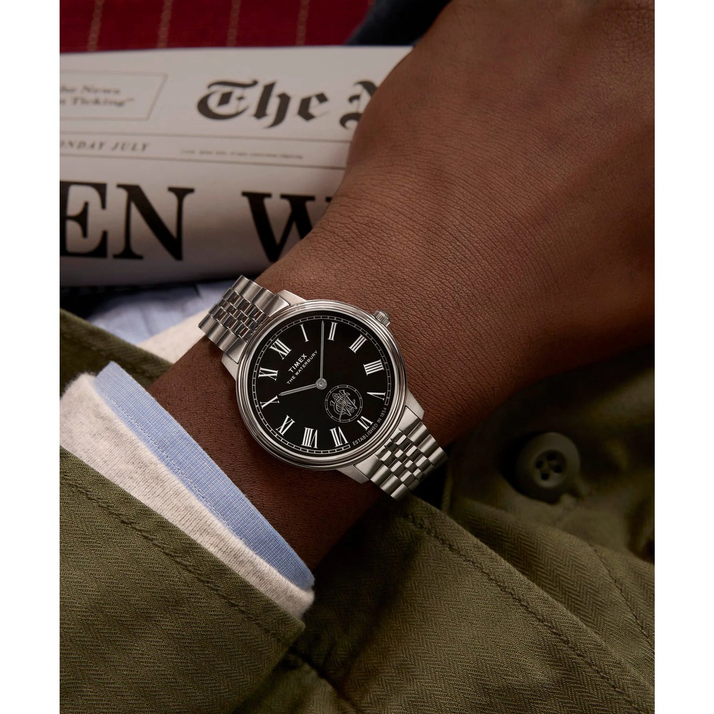 Timex Waterbury Roman Numerals Black Dial Analog Men's Watch - TW2Y23300UJ