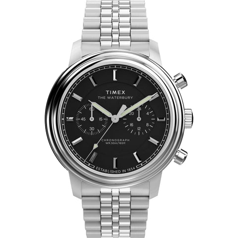 Timex Waterbury Chrono Black Round Dial Analog Men's Watch - TW2Y23400UJ - Buy Now at Sai Creations Watches