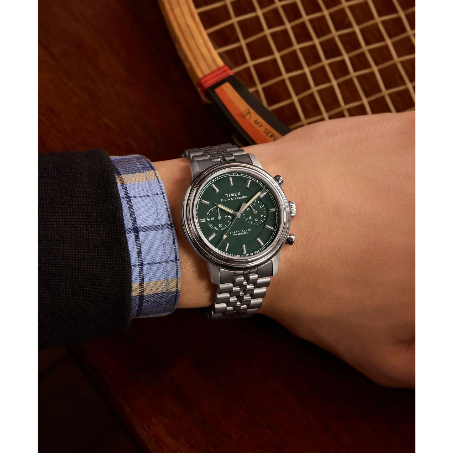 Timex Waterbury Chrono Green Round Dial Analog Men's Watch - TW2Y23600UJ