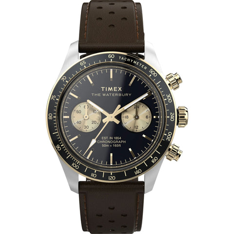 Timex Waterbury Chrono Black Round Dial Analog Men's Watch - TW2Y24100UJ - Buy Now at Sai Creations Watches