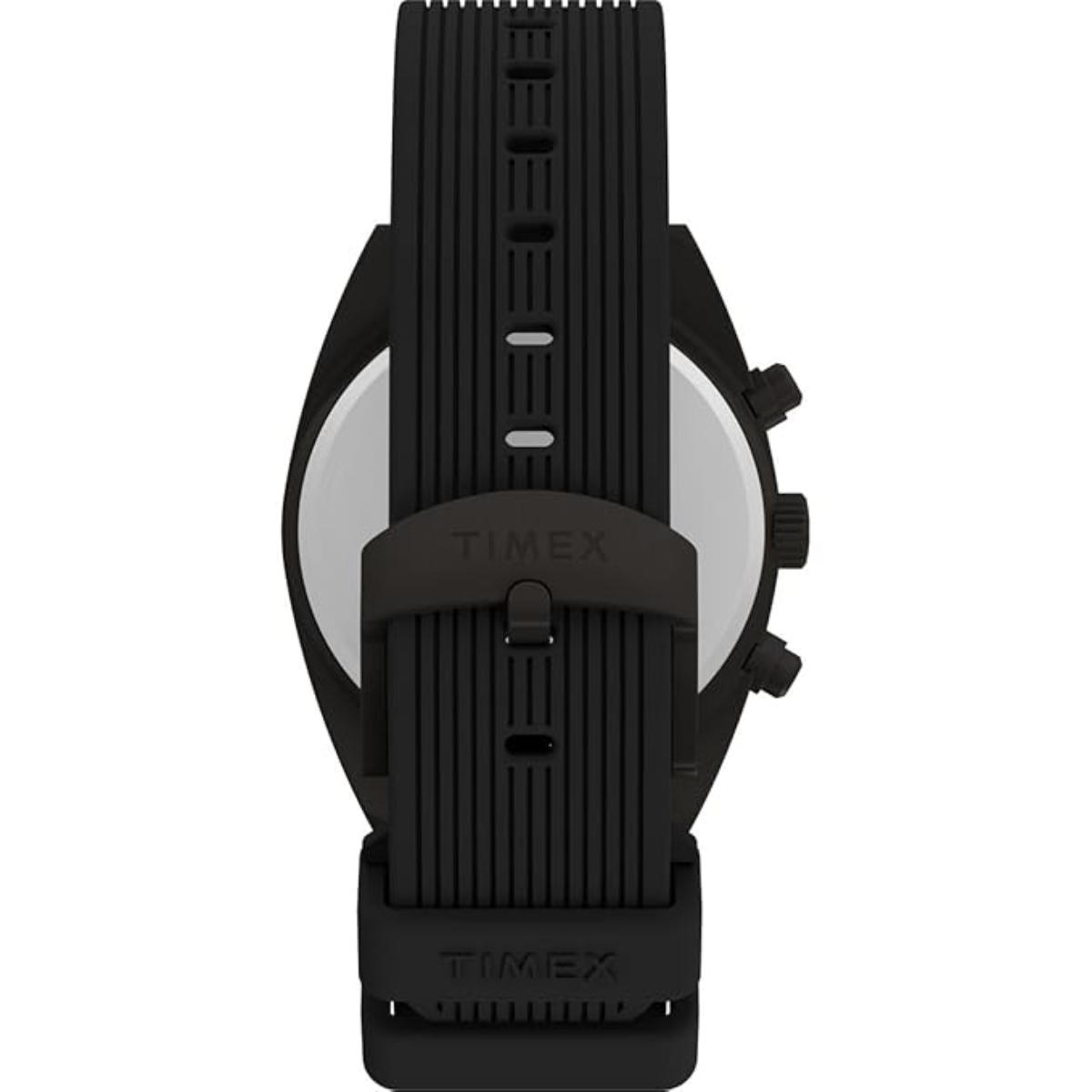 Black Timex watch on a white background