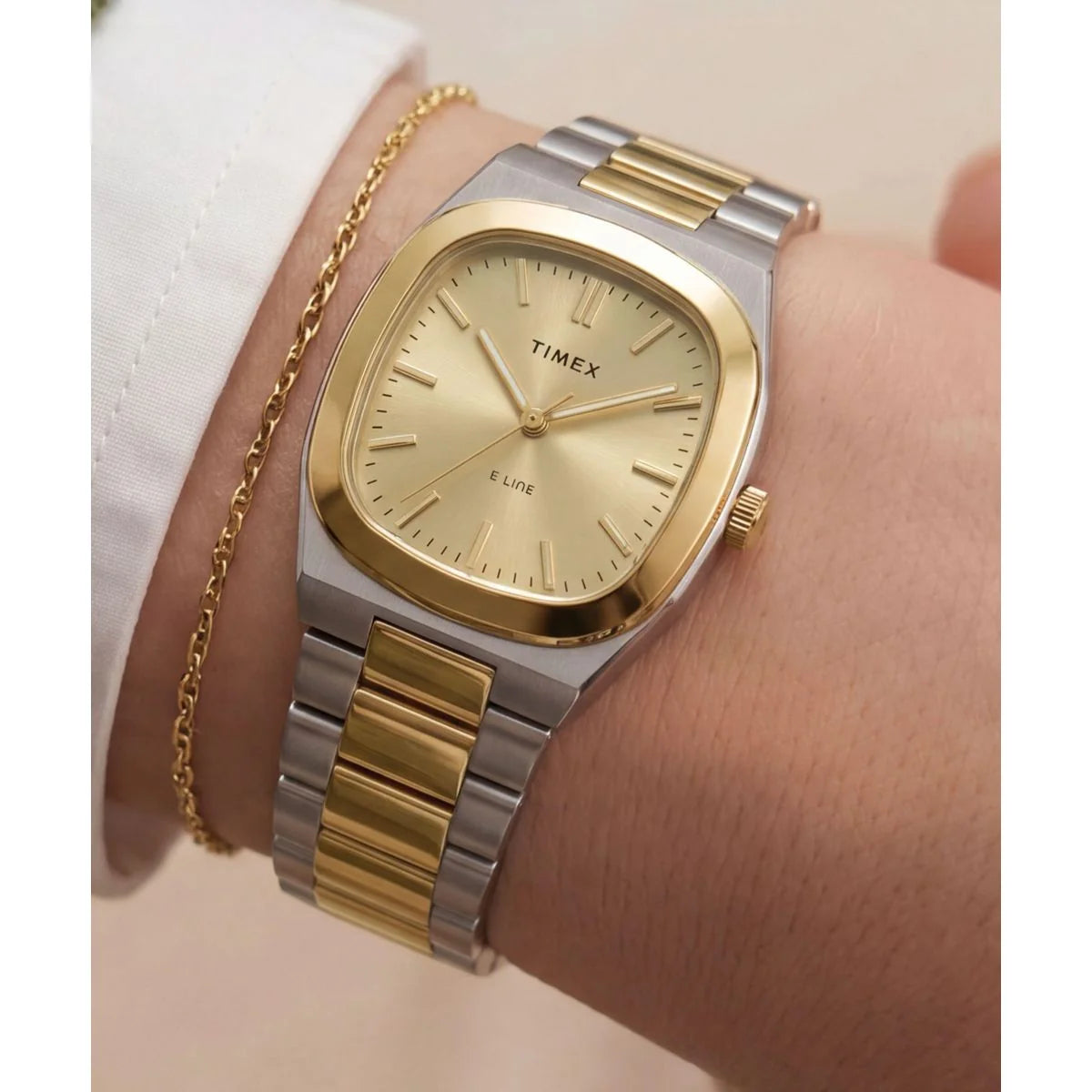 Timex Quartz Square Champagne Dial Analog Women's Watch TW6A00800UJ