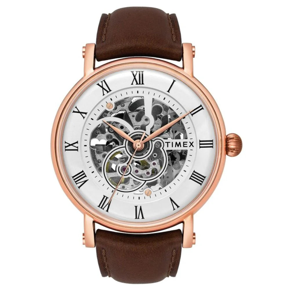 Timex E Class Men's Silver Dial Round Automatic Function Watch -TWEG16703