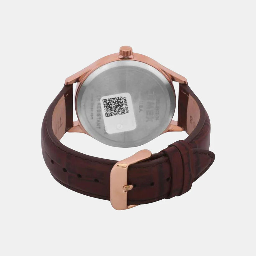 Timex Silver Dial Analog Leather Men's Watch - TWEG18402