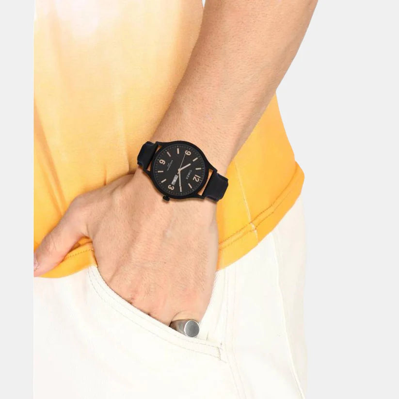 Timex Black Dial Analog Leather Men's Watch - TWEG18403