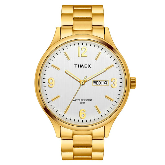 Timex Men Analog Silver Round Brass Dial Watch - TWEG18421