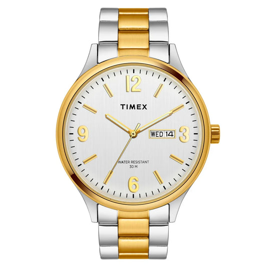 Timex Men Analog Silver Round Brass Dial Watch - TWEG18422