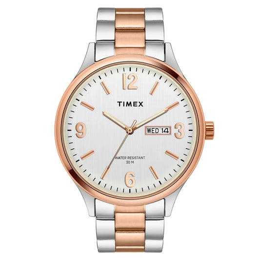 Timex Men Analog Silver Round Brass Dial Watch - TWEG18423