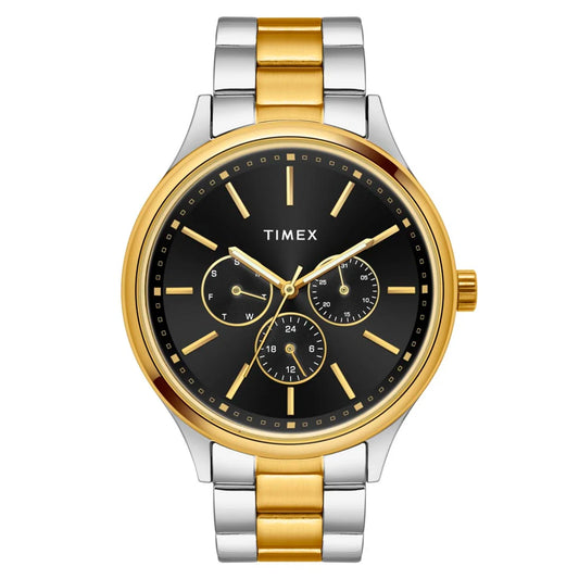Timex Men Multifunction Black Round Brass Dial Watch - TWEG18425