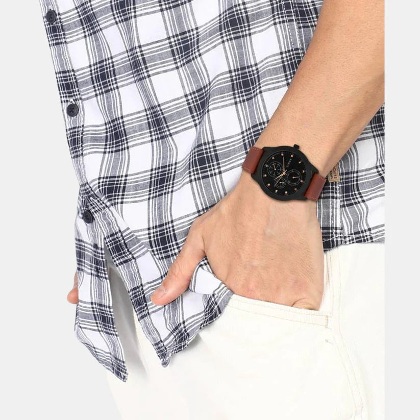 Timex Fashion Black Dial Round Case Multifunction Men's Watch - TWEG18505