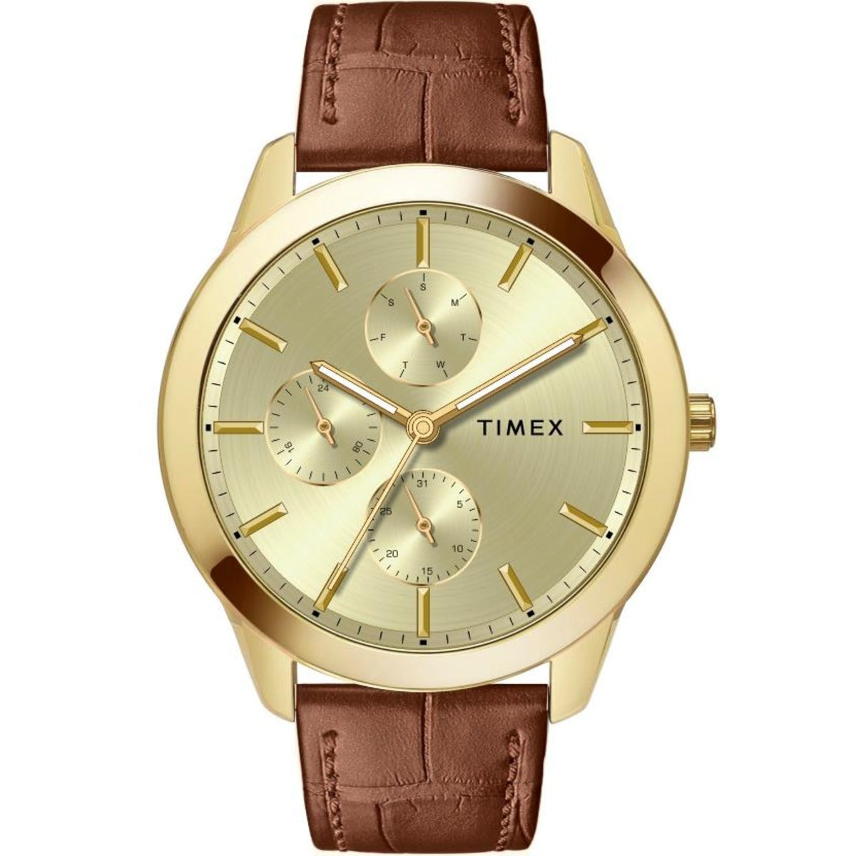 Timex Cheap Leather Strap Watch Timex Champ Dial Brown Croco