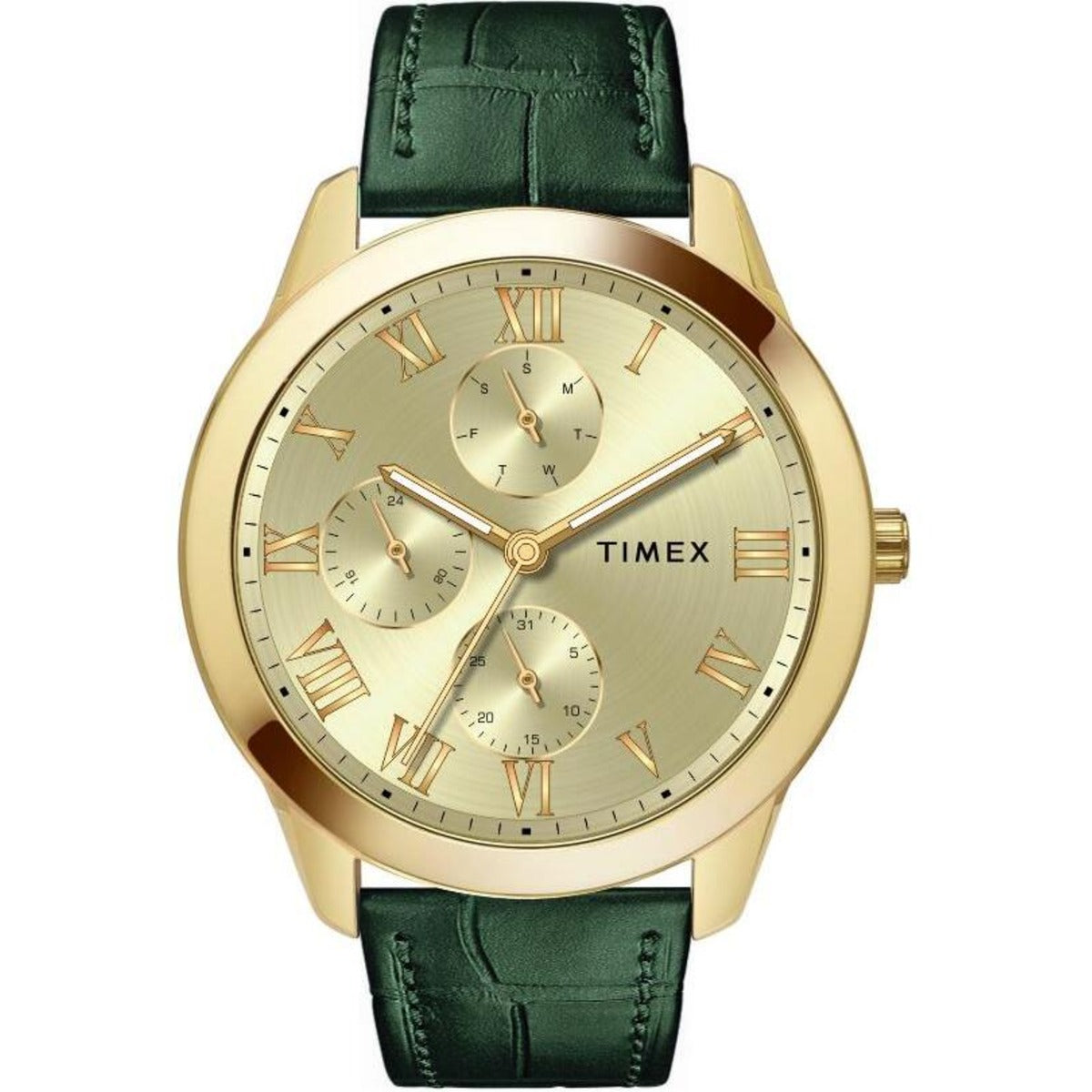 Leather Strap Watch Timex Green Face Watch Timex Men's Waterbury