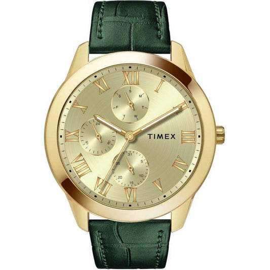 Timex Full Roman Champ Dial Green Strap Men's Astrological Watch - TWEG18526