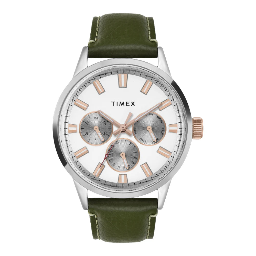 Timex Fashion White Round Multifunction Dial Men Watch- TWEG19926