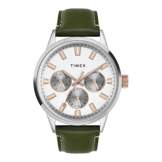 Timex Fashion White Round Multifunction Dial Men Watch- TWEG19926