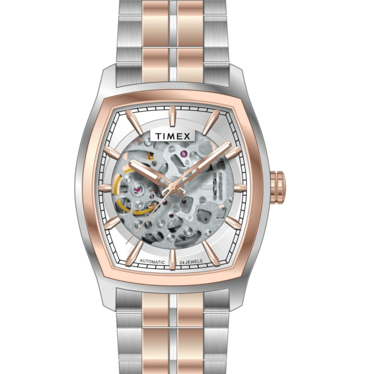 Timex Automatic Silver Tonneau Dial Stainless Steel Men's Watch - TWEG25903