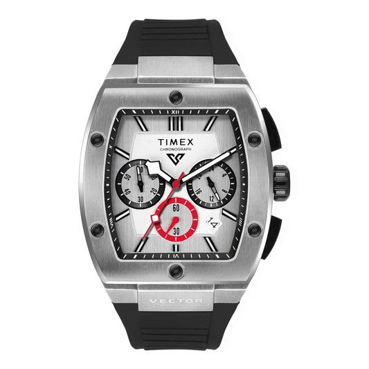 Timex Vector Men Silver Rectangle Chronograph Dial Analog Watch - TWEG26200