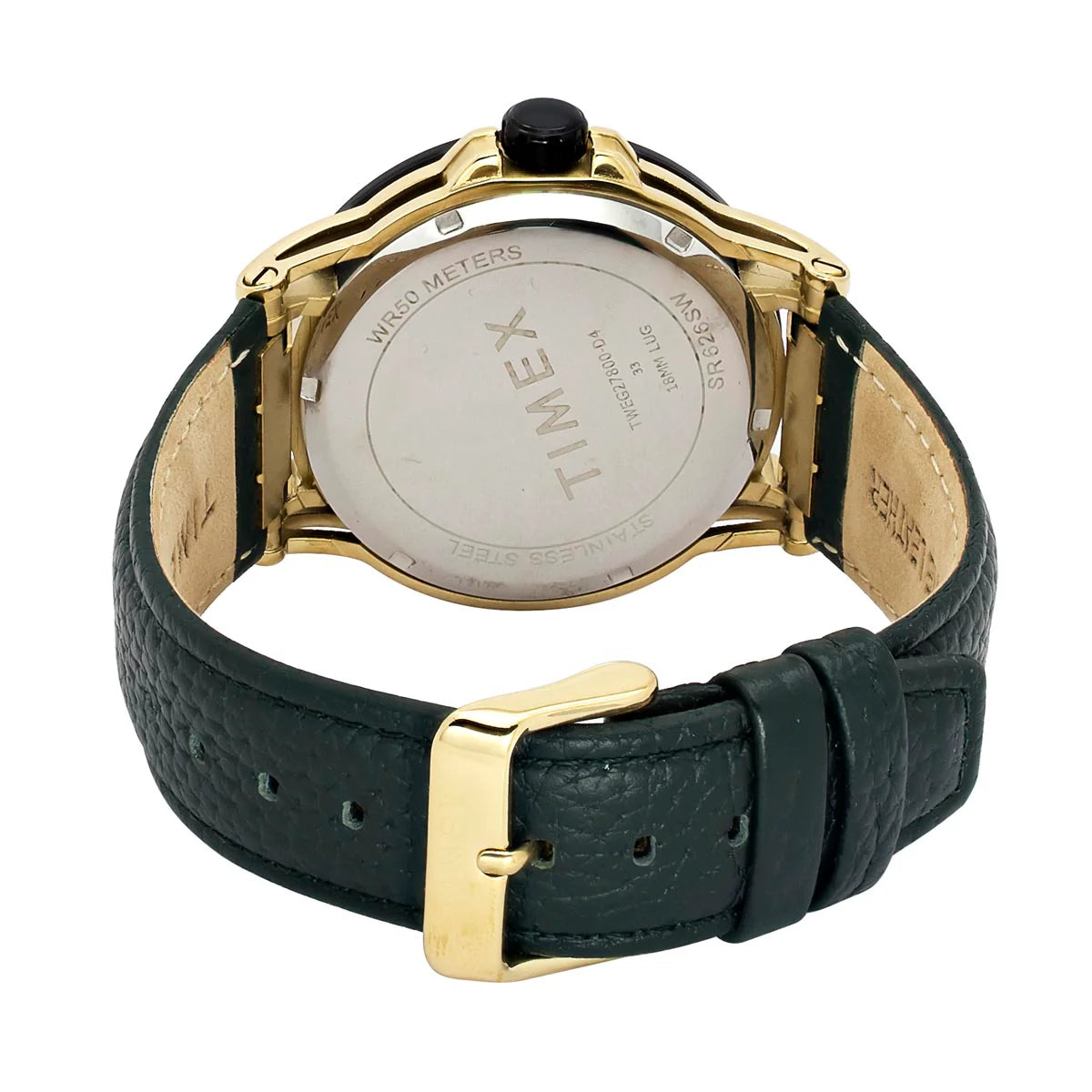 Timex Quartz Green Round Dial Analog Leather Strap Men's Watch TWEG27800