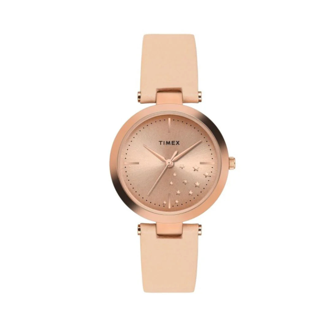 Timex Rose Gold Round Dial Quartz Analog Women Watch -TWEL11828