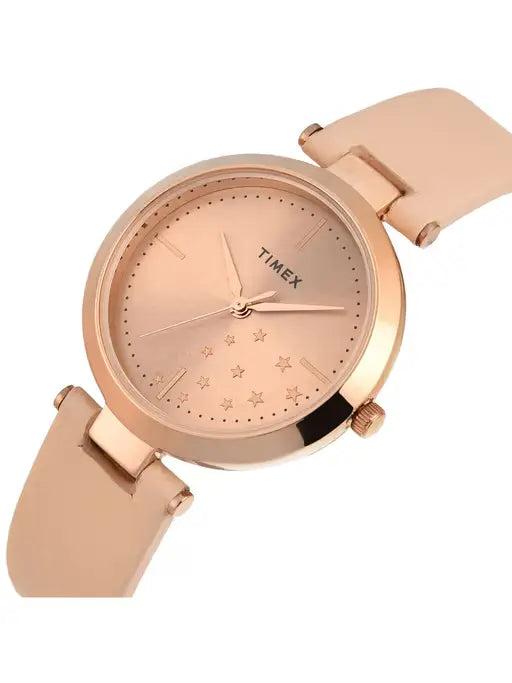 Timex Rose Gold Round Dial Quartz Analog Women Watch -TWEL11828