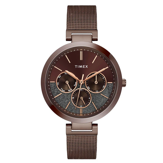 Timex Women Brass Dial Stainless Steel Analog Watch - TWEL14507