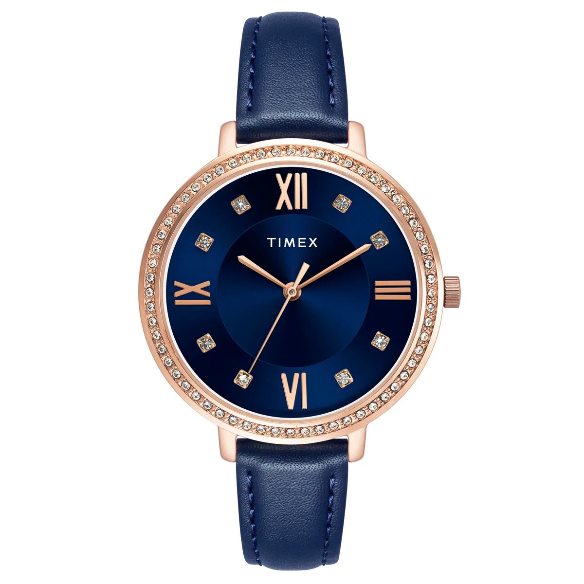 Timex Women Embellished Dial Leather Straps Analog Watch TWEL14712