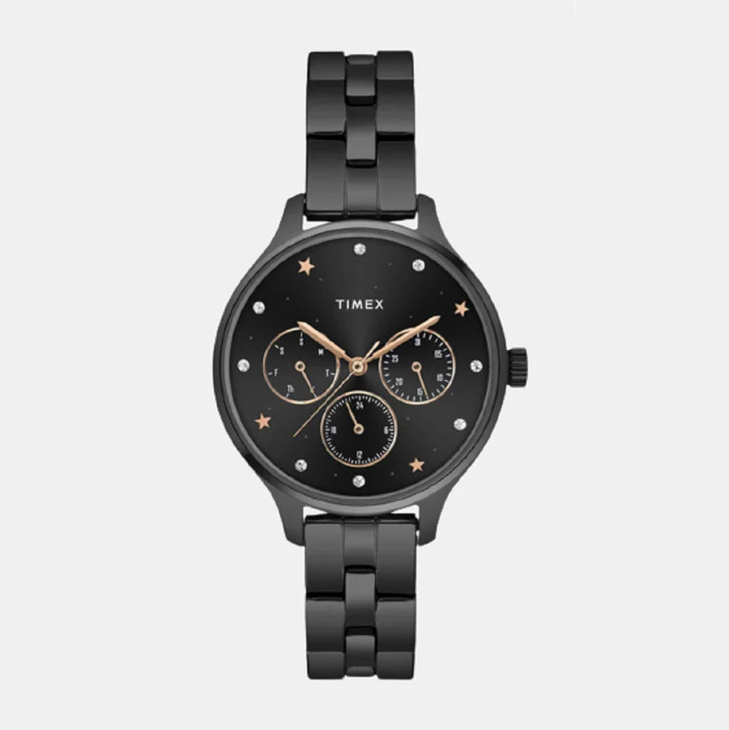 Timex Women's Black Dial Analog Brass Watch TWEL14816