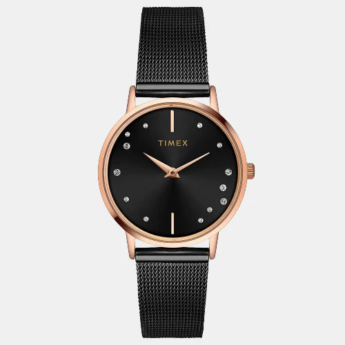 Timex Women's Black Analog Stainless Steel Watch TWEL15603