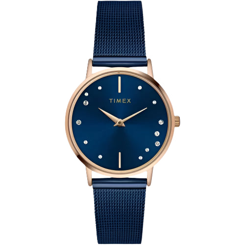 Timex Women's Blue Analog Leather Strap Watch TWEL15604