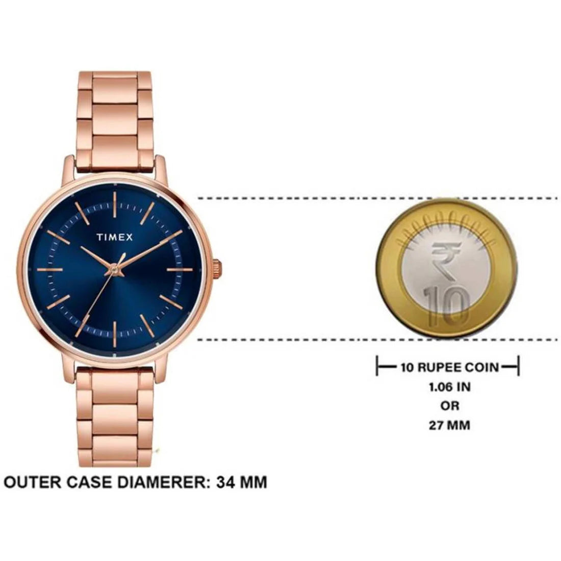 Timex Classics Blue Stainless Steel Analog Watch For Women TWEL15804