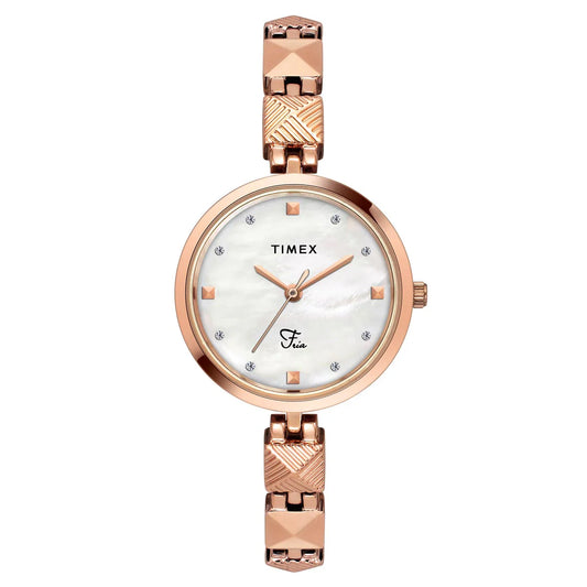 Timex Fria Women Mother of Pearl White Round Dial Analog Watch - TWEL18309