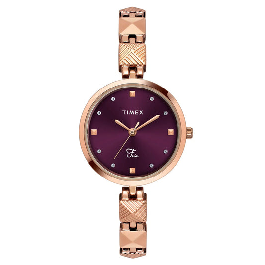 Timex Fria Women Burgundy Round Dial Analog Watch - TWEL18310