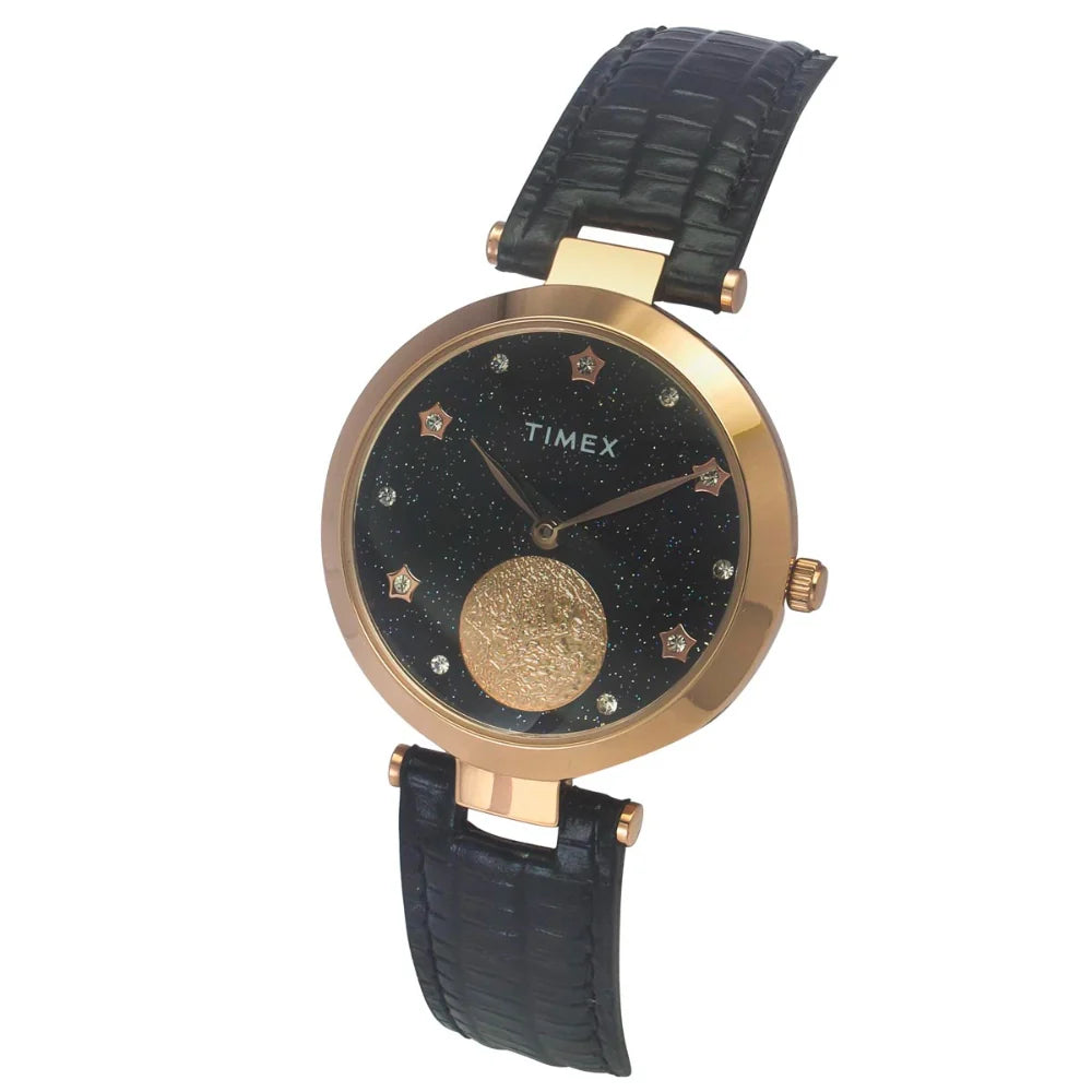 Timex Cosmic Awe Women Round Black Dial Watch - TWEL19203