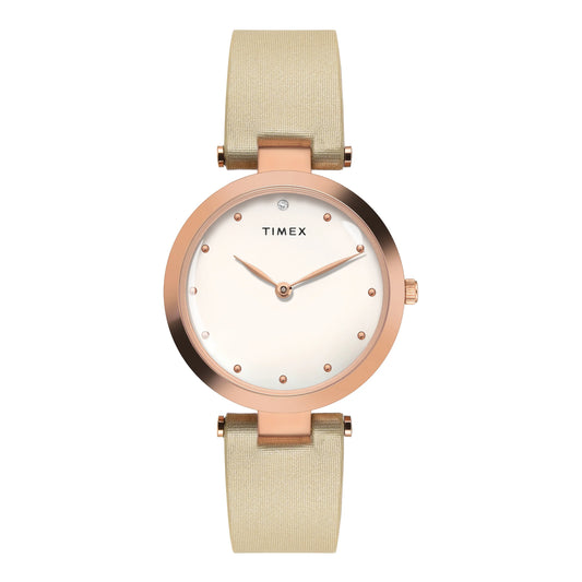 Timex Women Ivory Round Dial Analog Watch - TWEL19206