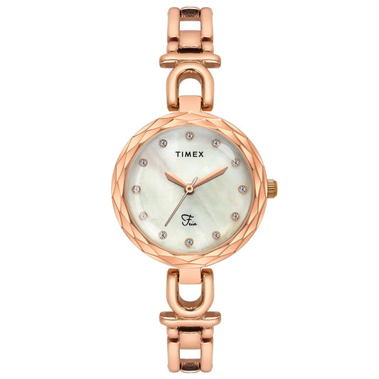 Timex Fria Women Mother of Pearl White Round Dial Analog Watch - TWEL19902