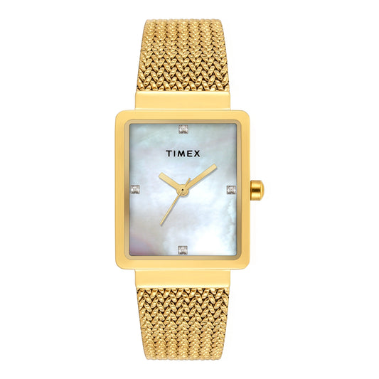Timex Women Mother of Pearl Rectangle Dial Analog Watch - TWEL20703