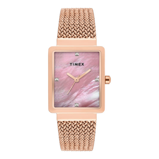 Timex Women Mother of Pearl Rectangle Dial Analog Watch - TWEL20704