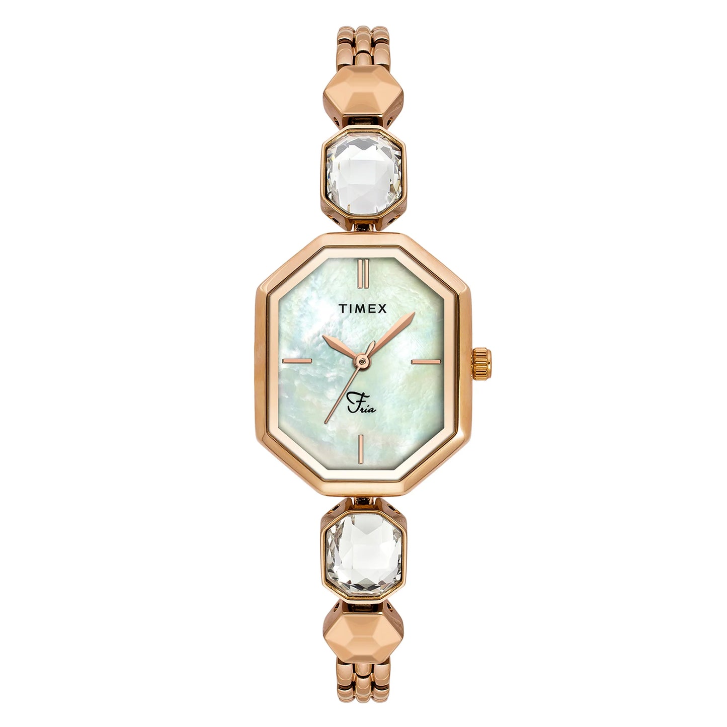 Timex Fria Women Mother of Pearl White Octagonal Dial Analog Watch - TWEL21101