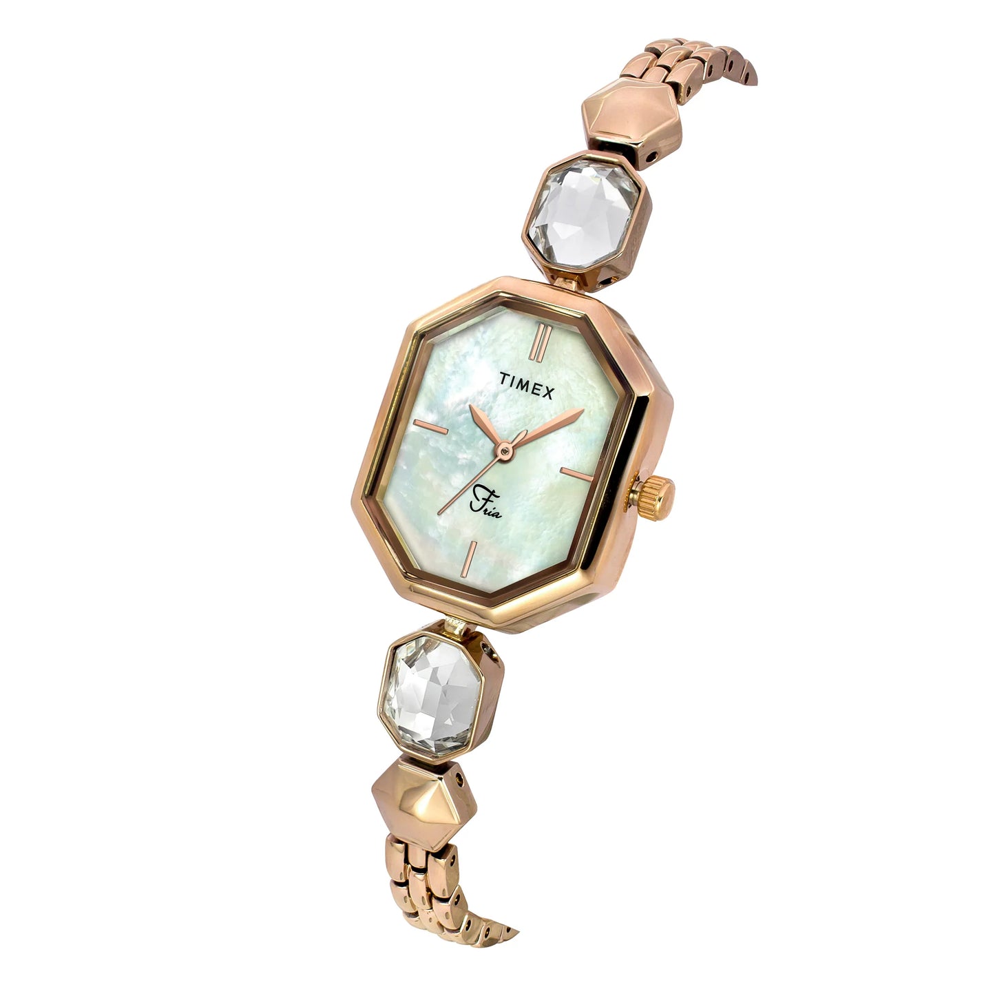 Timex Fria Women Mother of Pearl White Octagonal Dial Analog Watch - TWEL21101