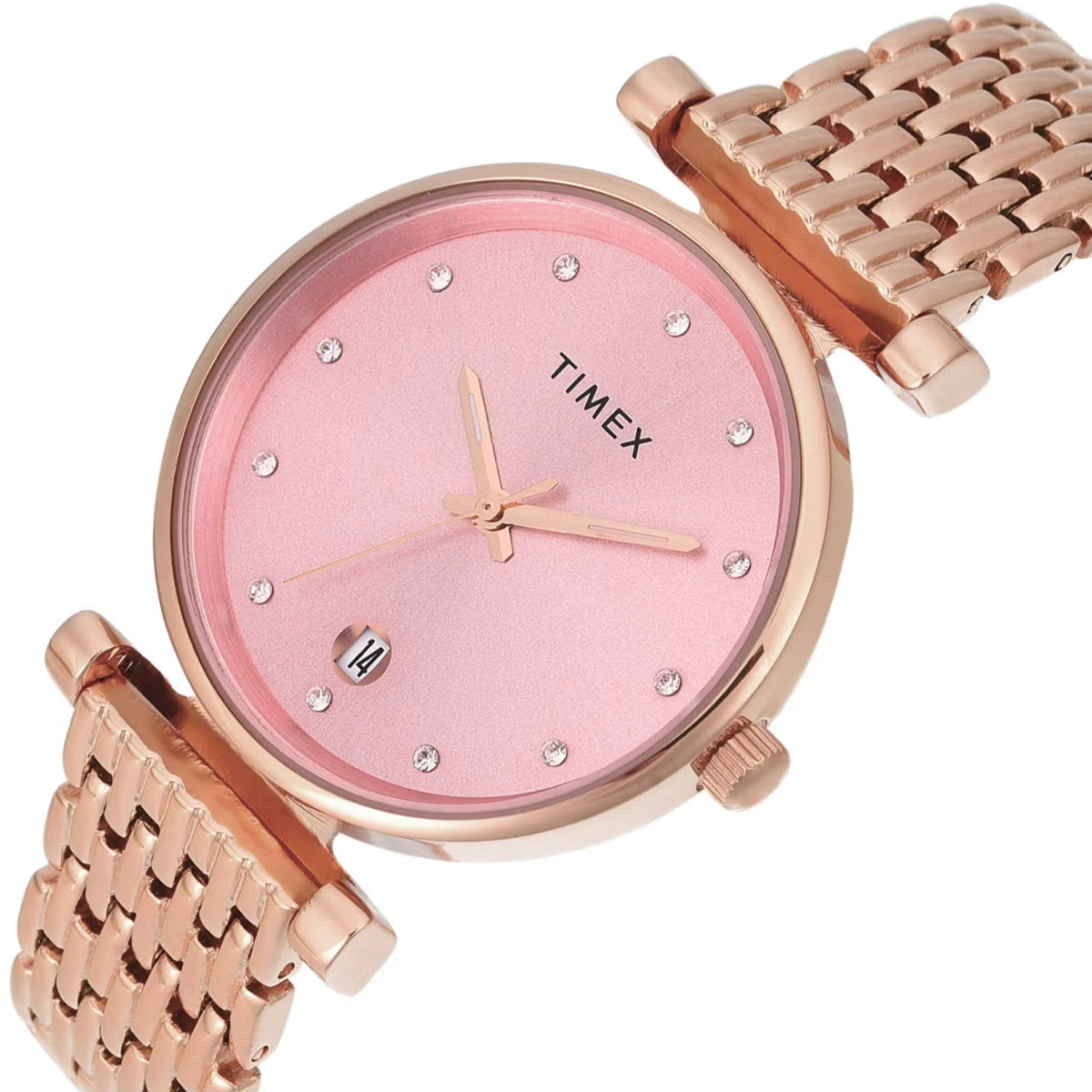 Timex Pink Round Dial Analog Stainless Steel Women Watch TWEL21601