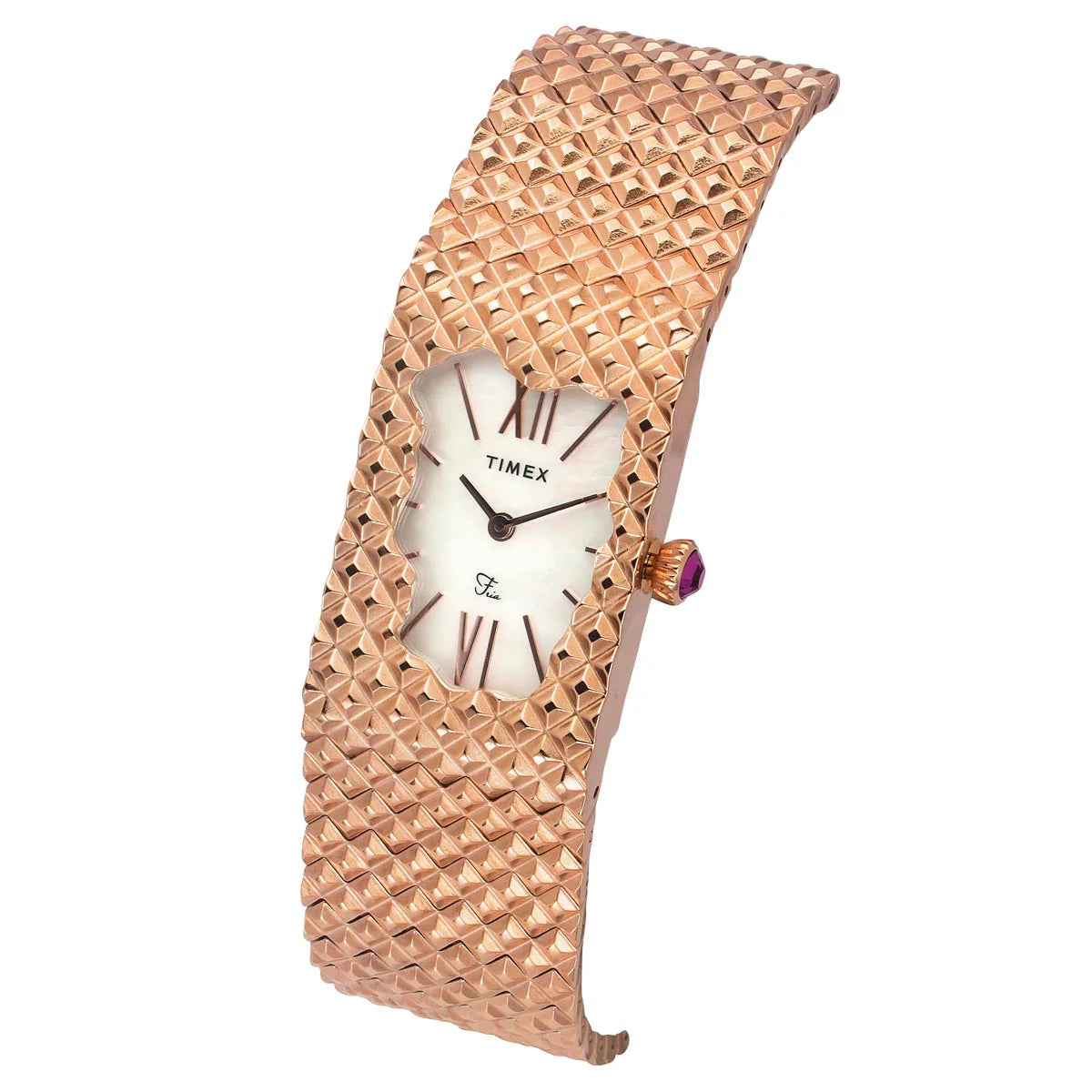 Timex Fria Women Mother of Pearl White Rectangle Dial Analog Watch - TWEL77702