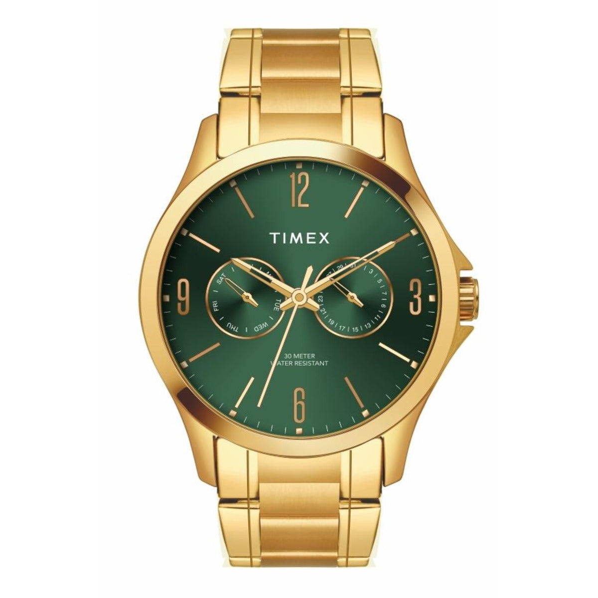 Timex 12,3,6 & 9 Arabic Green Dial Men's Analog Watch - TW000X144