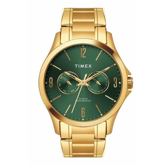 Timex 12,3,6 & 9 Arabic Green Dial Men's Analog Watch - TW000X144