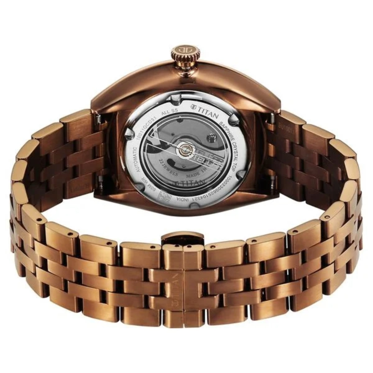 Titan Stellar Cupola Automatic Analog with Sun Moon Phase Men Watch 10011QM01