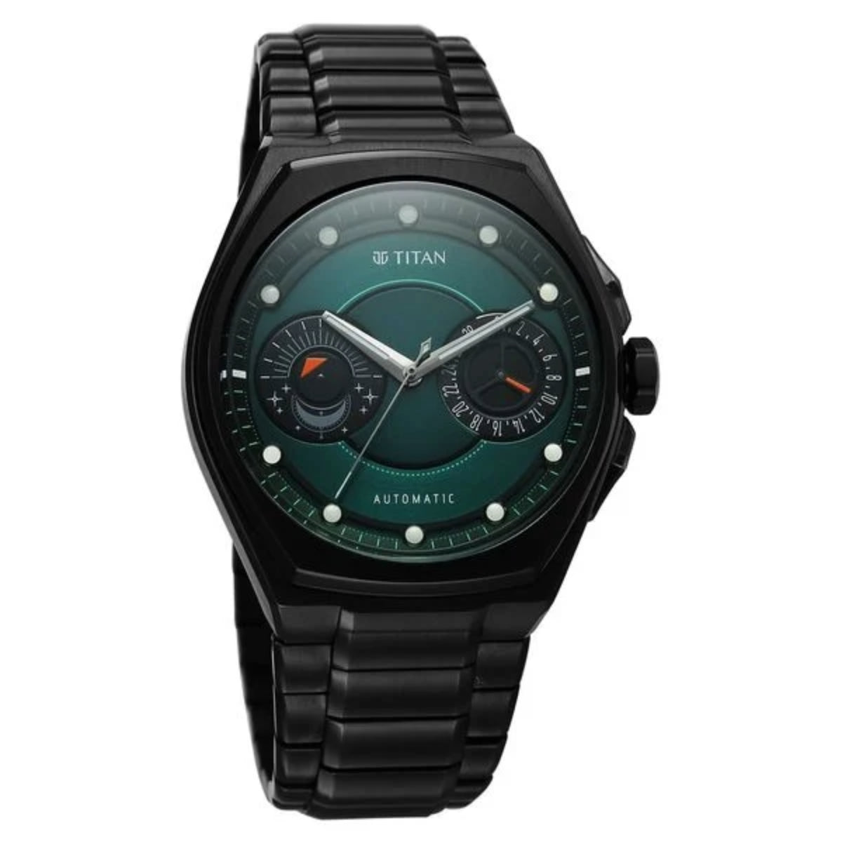 Titan Stellar Aurora Caelum Automatic Analog with Sun Moon Phase Men Watch 10029KM01
