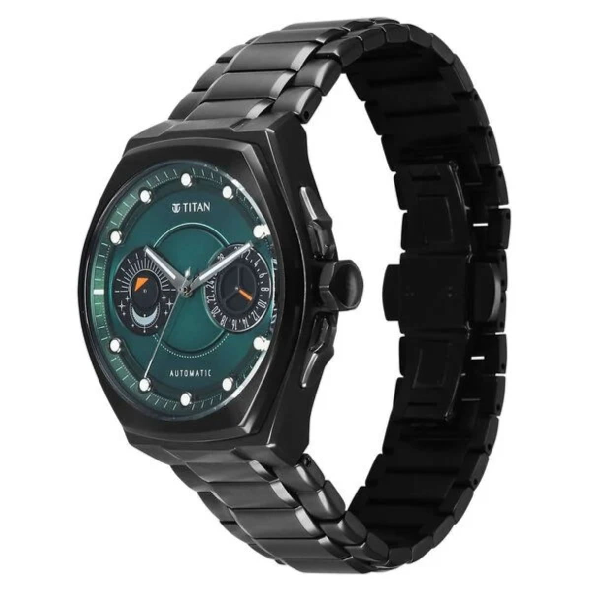 Titan Stellar Aurora Caelum Automatic Analog with Sun Moon Phase Men Watch 10029KM01
