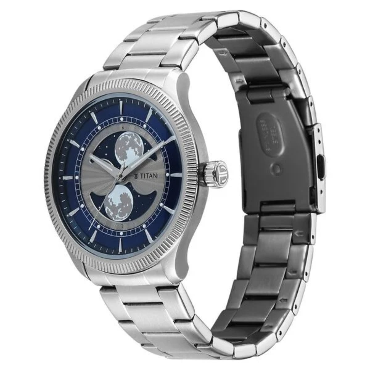 Titan Stellar Analog with Dual Moon Phase and Blue Dial Men Watch 10050SM01